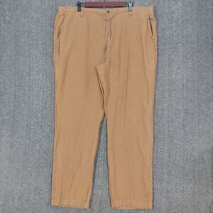 Caribbean Pants Mens 42x32 Brown 100% Linen Lightweight Beach Resort Drawstring
